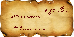 Őry Barbara névjegykártya